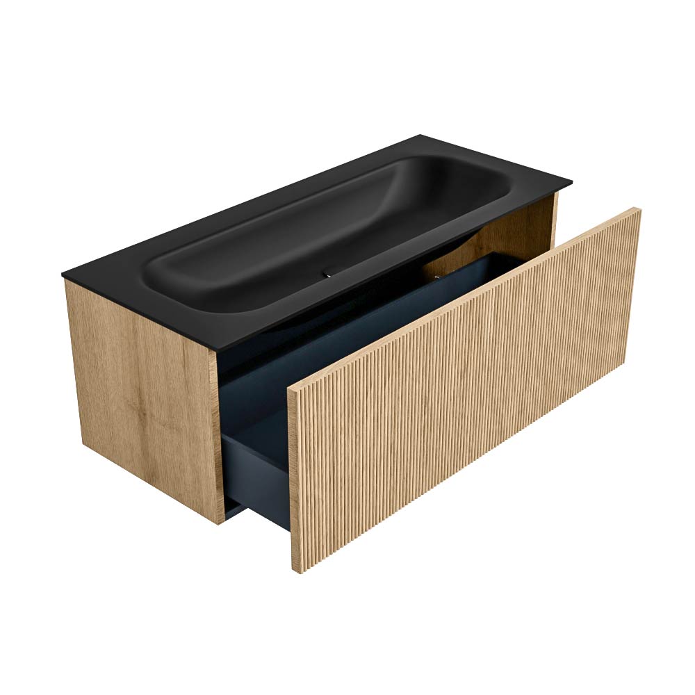 MONDIAZ KURVE 110cm mueble de baño color Oak con 1 cajón y sin puerta. Lavabo BIG MEDIUM Centro 1 orificio Urban. 6 MONDIAZ KURVE 110cm mueble de baño color Oak con 1 cajón y sin puerta. Lavabo BIG MEDIUM Centro 1 orificio Urban. - Imagen 6