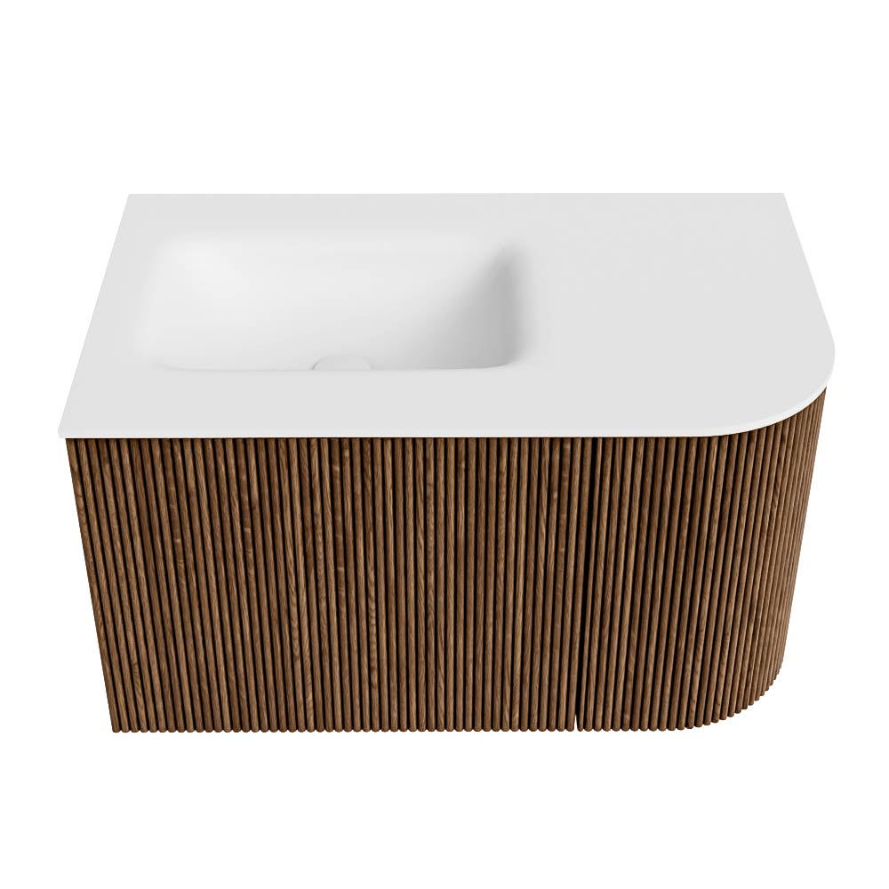 MONDIAZ KURVE 75cm mueble de baño curva Derecha color Walnut con 1 cajón y 1 puerta. Lavabo GRUNNE Izquierda sin orificio Talc. 5 MONDIAZ KURVE 75cm mueble de baño curva Derecha color Walnut con 1 cajón y 1 puerta. Lavabo GRUNNE Izquierda sin orificio Talc. - Imagen 5