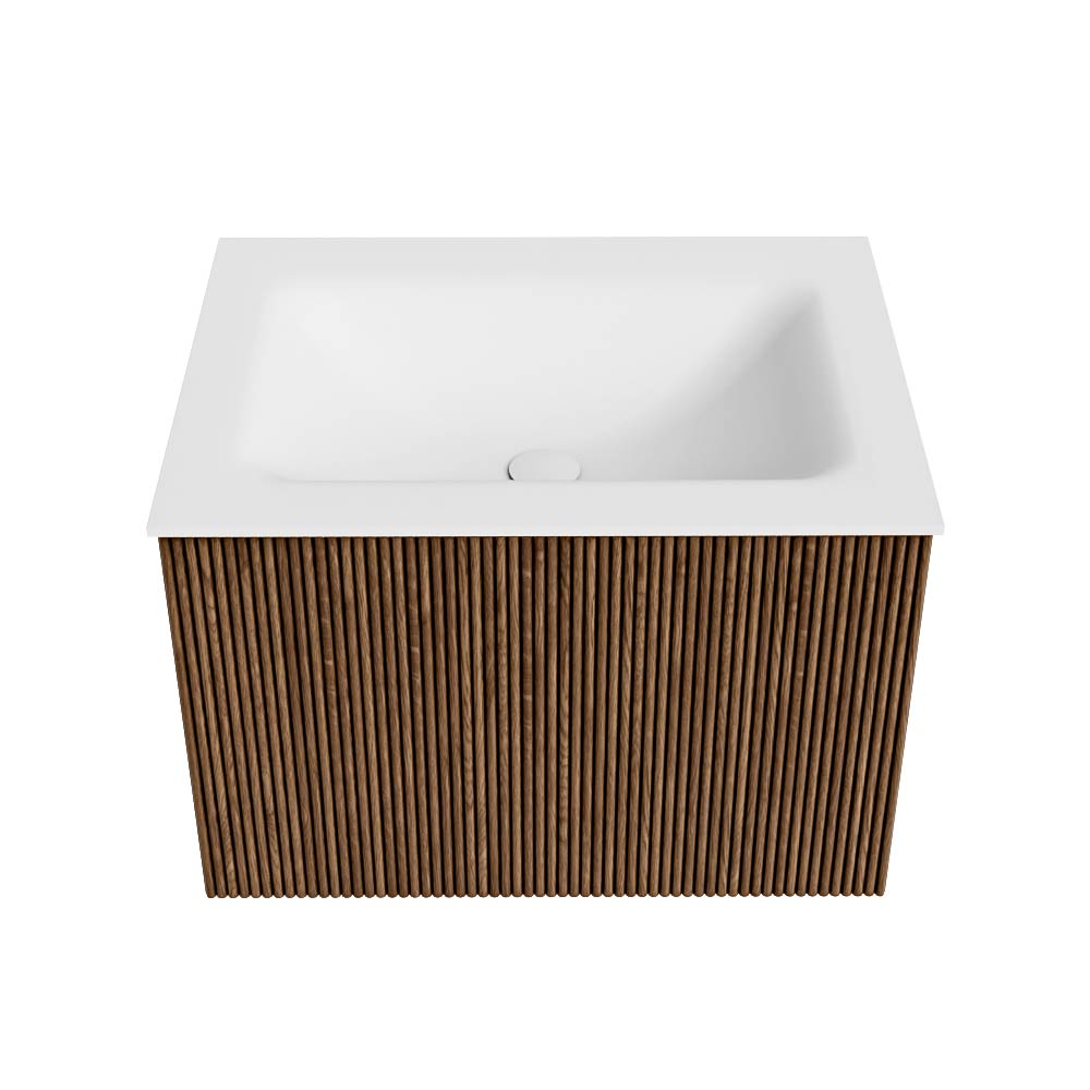 MONDIAZ KURVE 60cm mueble de baño color Walnut con 1 cajón y sin puerta. Lavabo CLOUD Centro 1 orificio Talc. 5 MONDIAZ KURVE 60cm mueble de baño color Walnut con 1 cajón y sin puerta. Lavabo CLOUD Centro 1 orificio Talc. - Imagen 5