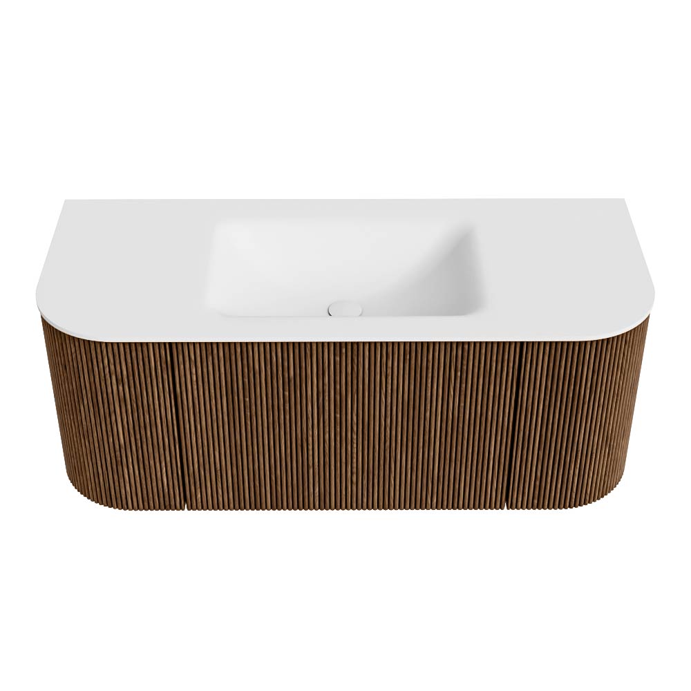 MONDIAZ KURVE 110cm mueble de baño curva Izquierda + Derecha color Walnut con 1 cajón y 2 puertas. Lavabo CLOUD Centro 1 orificio Talc. 5 MONDIAZ KURVE 110cm mueble de baño curva Izquierda + Derecha color Walnut con 1 cajón y 2 puertas. Lavabo CLOUD Centro 1 orificio Talc. - Imagen 5