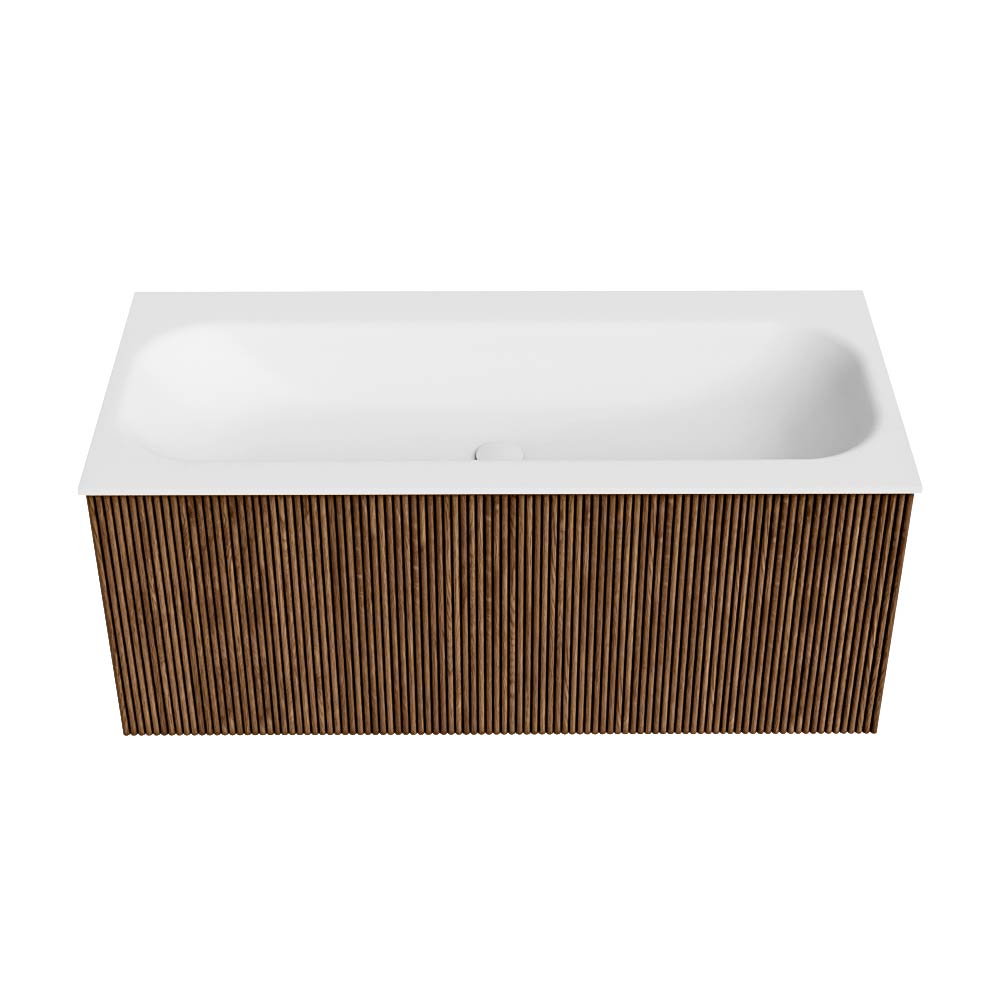 MONDIAZ KURVE 100cm mueble de baño color Walnut con 1 cajón y sin puerta. Lavabo BIG MEDIUM Centro 1 orificio Talc. 5 MONDIAZ KURVE 100cm mueble de baño color Walnut con 1 cajón y sin puerta. Lavabo BIG MEDIUM Centro 1 orificio Talc. - Imagen 5