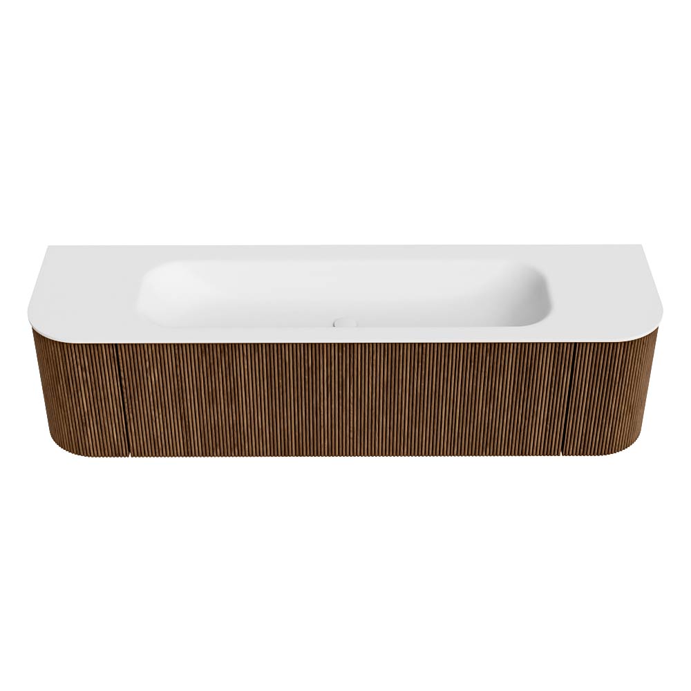 MONDIAZ KURVE 170cm mueble de baño curva Izquierda + Derecha color Walnut con 1 cajón y 2 puertas. Lavabo BIG LARGE Centro sin orificio Talc. 5 MONDIAZ KURVE 170cm mueble de baño curva Izquierda + Derecha color Walnut con 1 cajón y 2 puertas. Lavabo BIG LARGE Centro sin orificio Talc. - Imagen 5