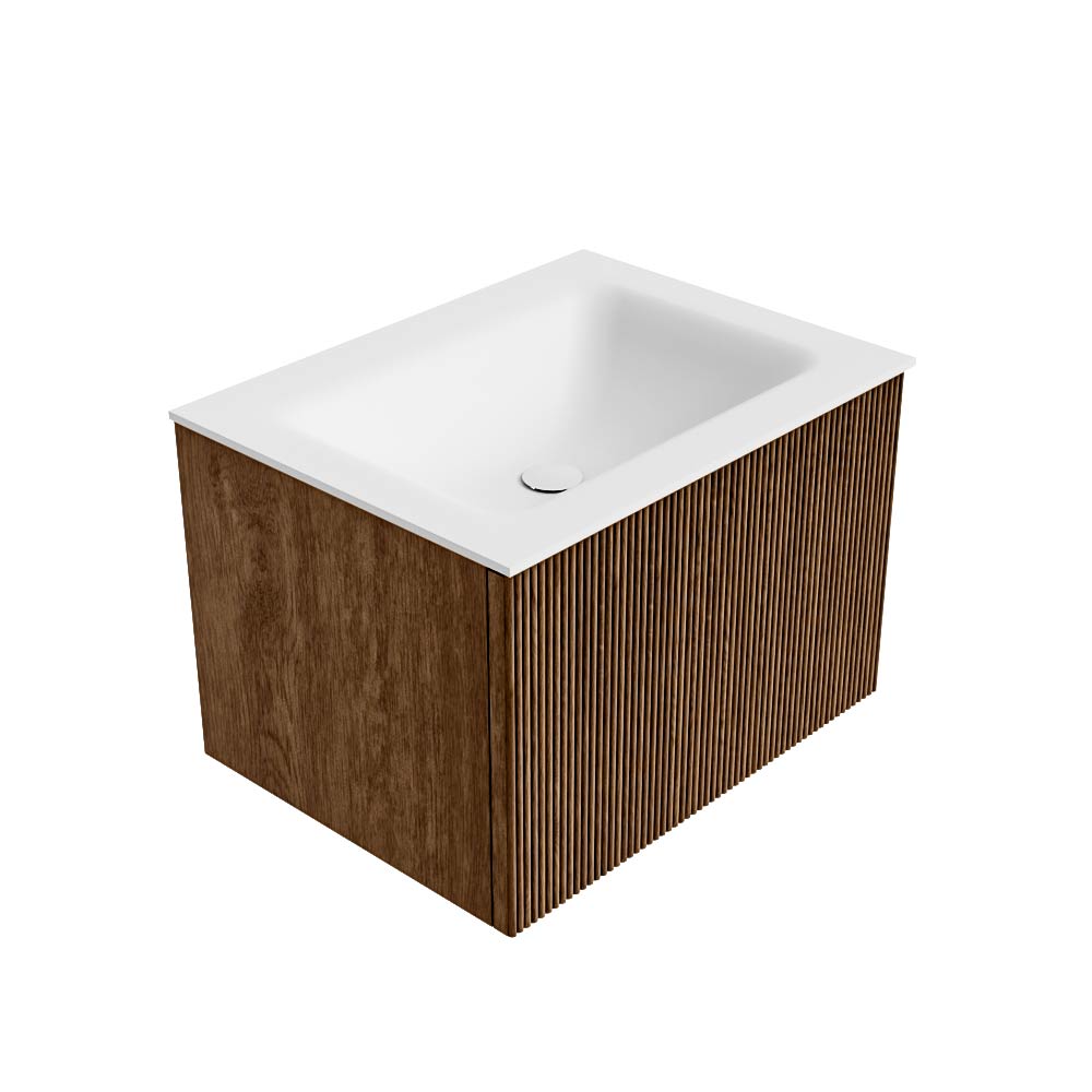 MONDIAZ KURVE 60cm mueble de baño color Walnut con 1 cajón y sin puerta. Lavabo CLOUD Centro 1 orificio Talc. 4 MONDIAZ KURVE 60cm mueble de baño color Walnut con 1 cajón y sin puerta. Lavabo CLOUD Centro 1 orificio Talc. - Imagen 4