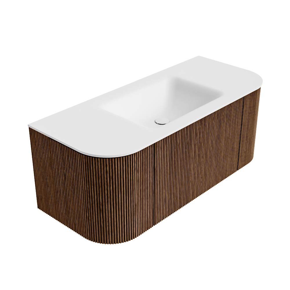 MONDIAZ KURVE 110cm mueble de baño curva Izquierda + Derecha color Walnut con 1 cajón y 2 puertas. Lavabo CLOUD Centro 1 orificio Talc. 4 MONDIAZ KURVE 110cm mueble de baño curva Izquierda + Derecha color Walnut con 1 cajón y 2 puertas. Lavabo CLOUD Centro 1 orificio Talc. - Imagen 4