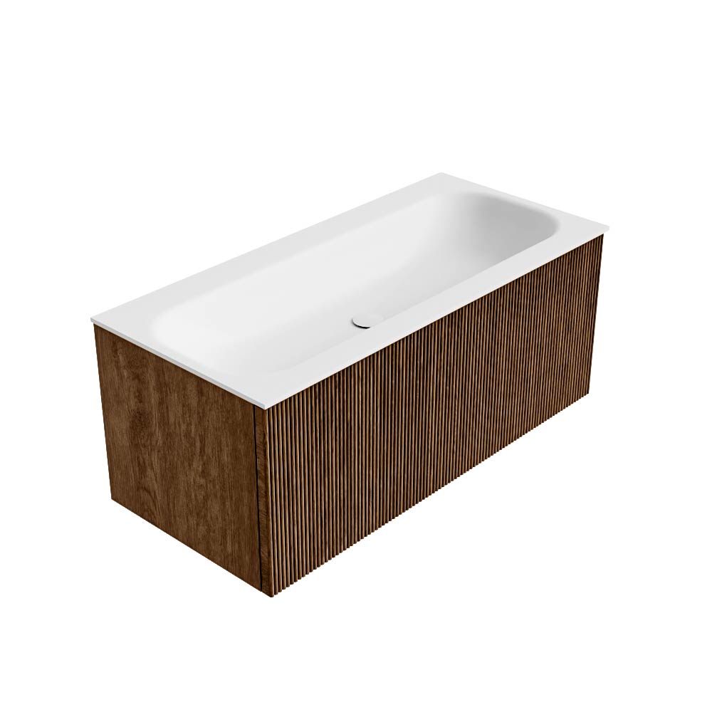MONDIAZ KURVE 100cm mueble de baño color Walnut con 1 cajón y sin puerta. Lavabo BIG MEDIUM Centro 1 orificio Talc. 4 MONDIAZ KURVE 100cm mueble de baño color Walnut con 1 cajón y sin puerta. Lavabo BIG MEDIUM Centro 1 orificio Talc. - Imagen 4