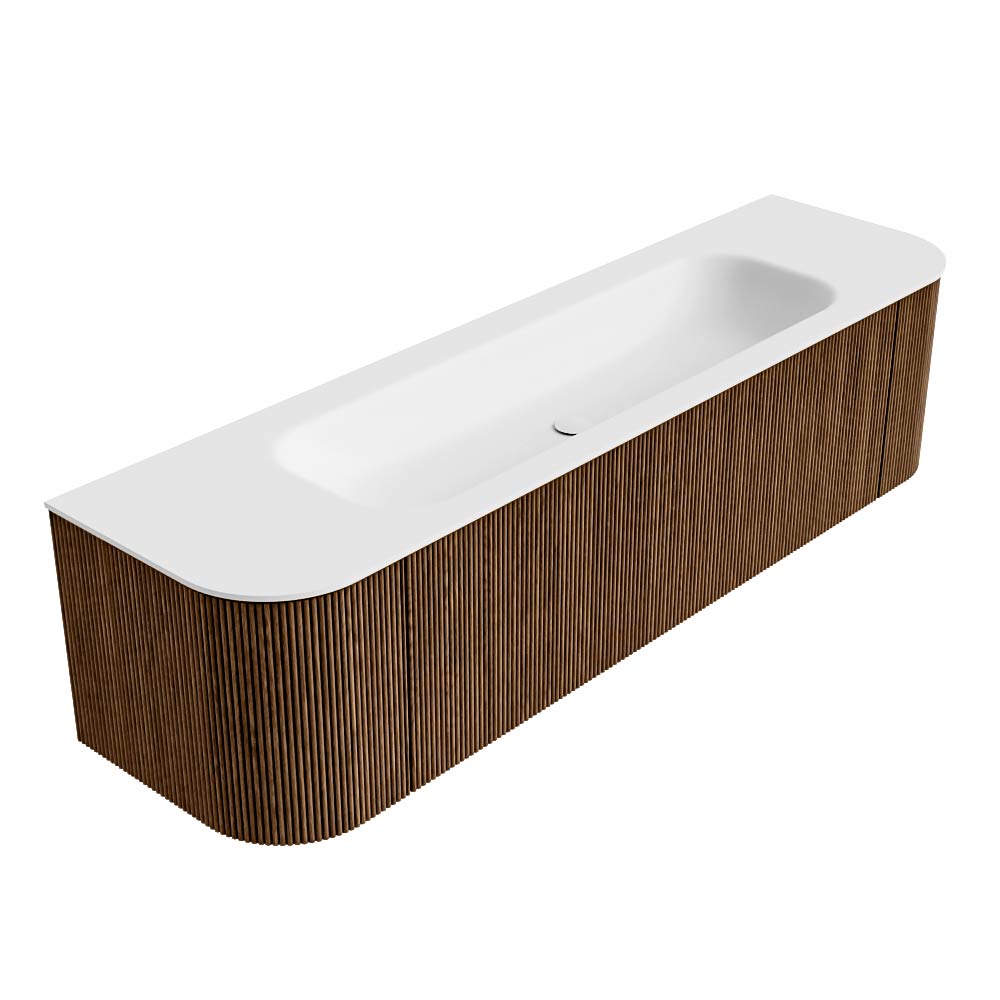 MONDIAZ KURVE 170cm mueble de baño curva Izquierda + Derecha color Walnut con 1 cajón y 2 puertas. Lavabo BIG LARGE Centro sin orificio Talc. 4 MONDIAZ KURVE 170cm mueble de baño curva Izquierda + Derecha color Walnut con 1 cajón y 2 puertas. Lavabo BIG LARGE Centro sin orificio Talc. - Imagen 4
