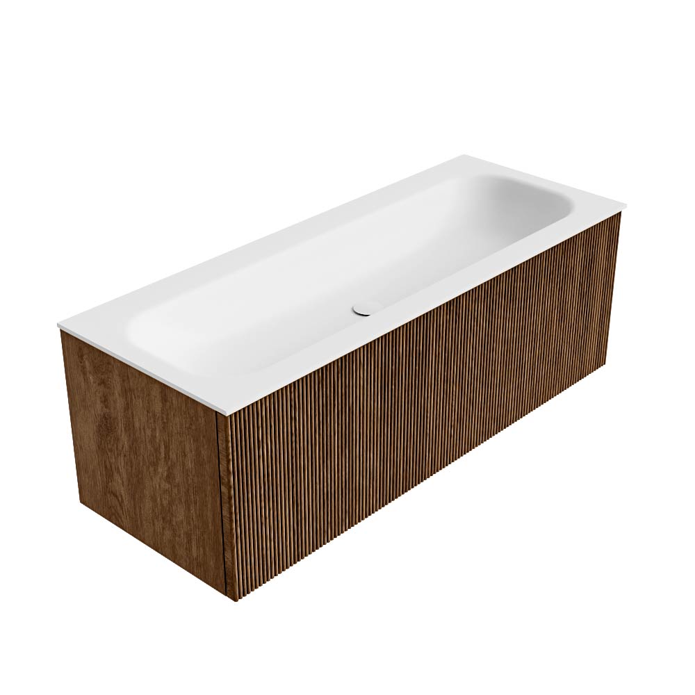 MONDIAZ KURVE 120cm mueble de baño color Walnut con 1 cajón y sin puerta. Lavabo BIG LARGE Centro 1 orificio Talc. 4 MONDIAZ KURVE 120cm mueble de baño color Walnut con 1 cajón y sin puerta. Lavabo BIG LARGE Centro 1 orificio Talc. - Imagen 4