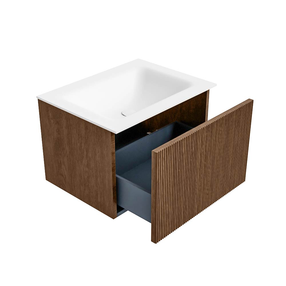 MONDIAZ KURVE 60cm mueble de baño color Walnut con 1 cajón y sin puerta. Lavabo CLOUD Centro 1 orificio Talc. 6 MONDIAZ KURVE 60cm mueble de baño color Walnut con 1 cajón y sin puerta. Lavabo CLOUD Centro 1 orificio Talc. - Imagen 6