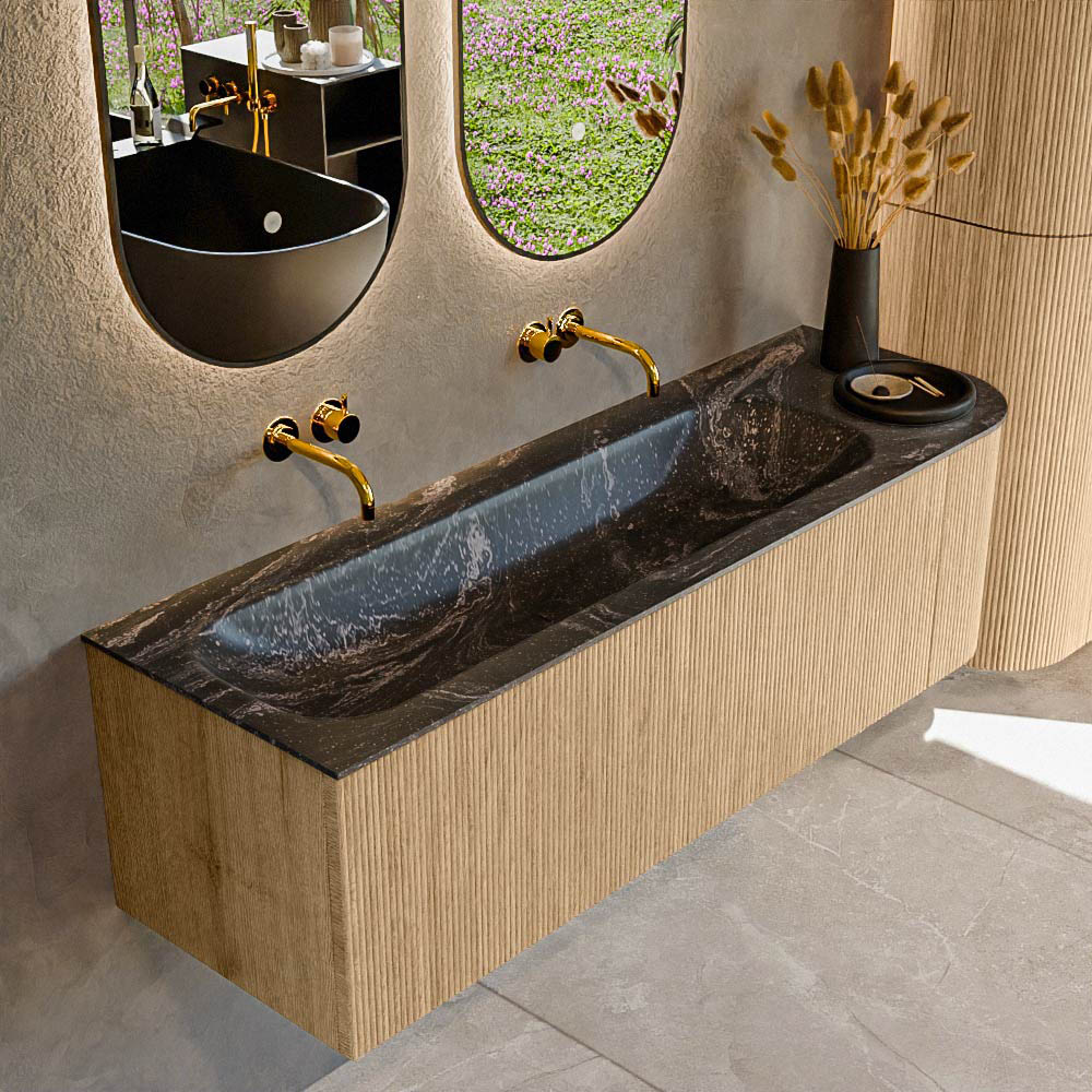 MONDIAZ KURVE-DLUX 145cm mueble de baño curva Derecha color Oak con 1 cajón y 1 puerta. Lavabo BIG LARGE Izquierda sin orificio Lava. 1 MONDIAZ KURVE-DLUX 145cm mueble de baño curva Derecha color Oak con 1 cajón y 1 puerta. Lavabo BIG LARGE Izquierda sin orificio Lava.