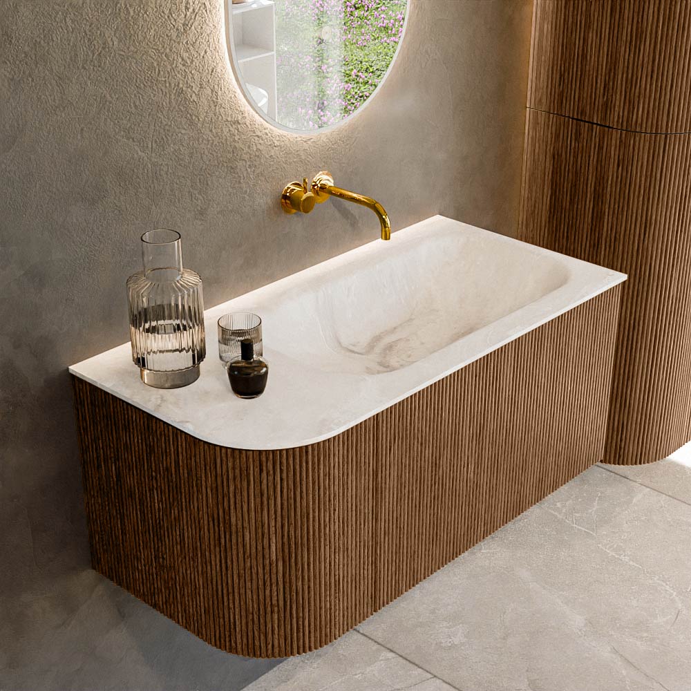 MONDIAZ KURVE-DLUX 95cm mueble de baño curva Izquierda color Walnut con 1 cajón y 1 puerta. Lavabo BIG SMALL Derecho sin orificio Frappe. 1 MONDIAZ KURVE-DLUX 95cm mueble de baño curva Izquierda color Walnut con 1 cajón y 1 puerta. Lavabo BIG SMALL Derecho sin orificio Frappe.