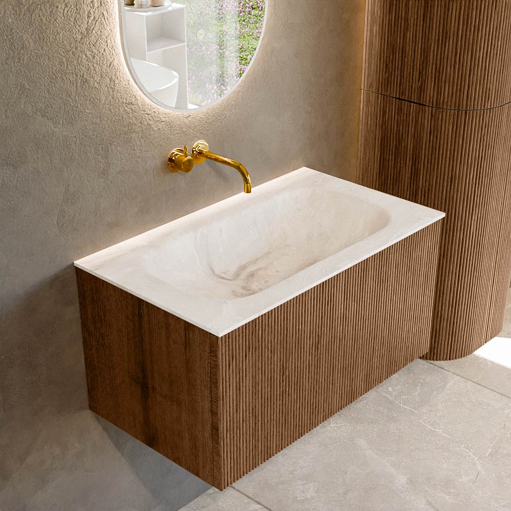 MONDIAZ KURVE-DLUX 80cm mueble de baño color Walnut con 1 cajón y sin puerta. Lavabo BIG SMALL Centro sin orificio Frappe. 1 MONDIAZ KURVE-DLUX 80cm mueble de baño color Walnut con 1 cajón y sin puerta. Lavabo BIG SMALL Centro sin orificio Frappe.