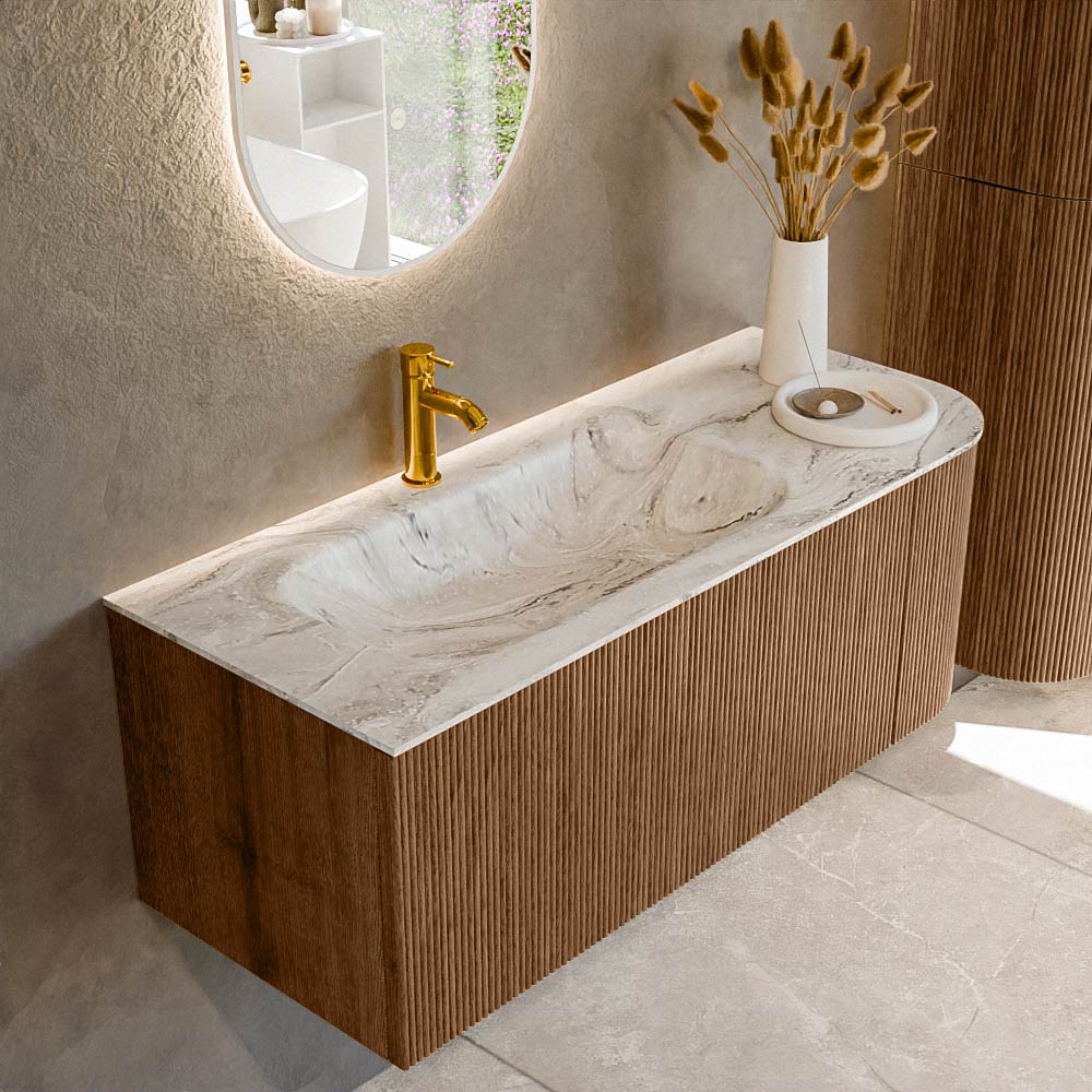 MONDIAZ KURVE-DLUX 115cm mueble de baño curva Derecha color Walnut con 1 cajón y 1 puerta. Lavabo BIG SMALL Izquierda 1 orificio Glace. 1 MONDIAZ KURVE-DLUX 115cm mueble de baño curva Derecha color Walnut con 1 cajón y 1 puerta. Lavabo BIG SMALL Izquierda 1 orificio Glace.