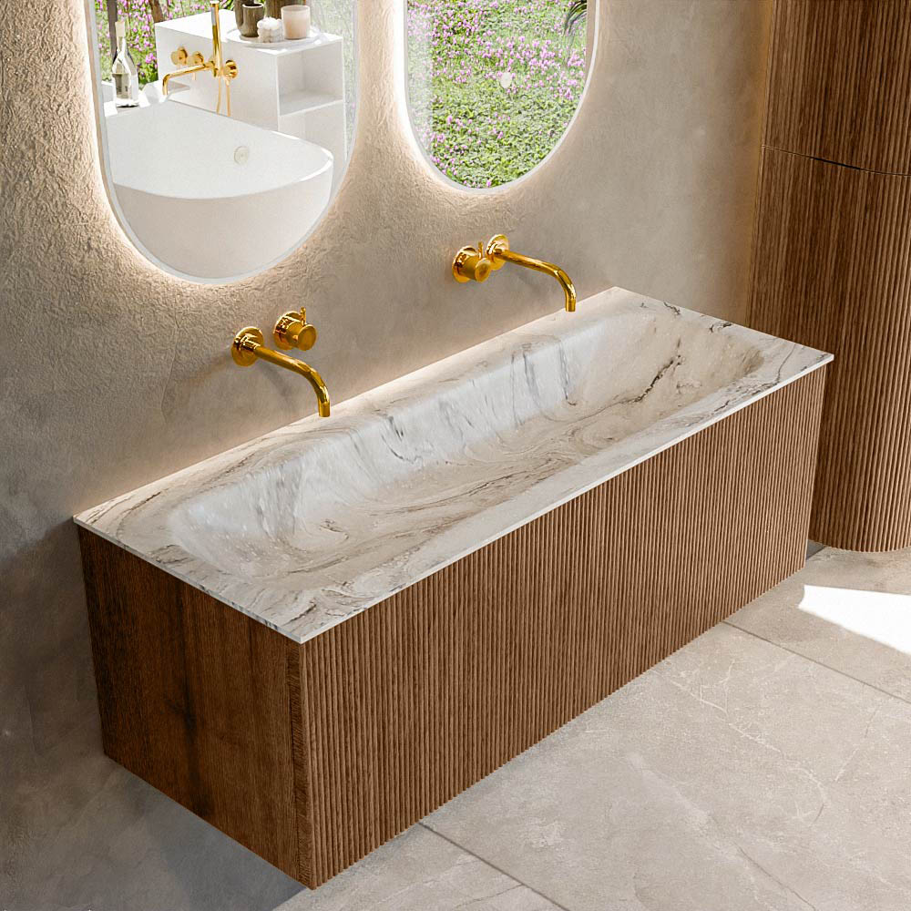 MONDIAZ KURVE-DLUX 120cm mueble de baño color Walnut con 1 cajón y sin puerta. Lavabo BIG LARGE Centro sin orificio Glace. 1 MONDIAZ KURVE-DLUX 120cm mueble de baño color Walnut con 1 cajón y sin puerta. Lavabo BIG LARGE Centro sin orificio Glace.