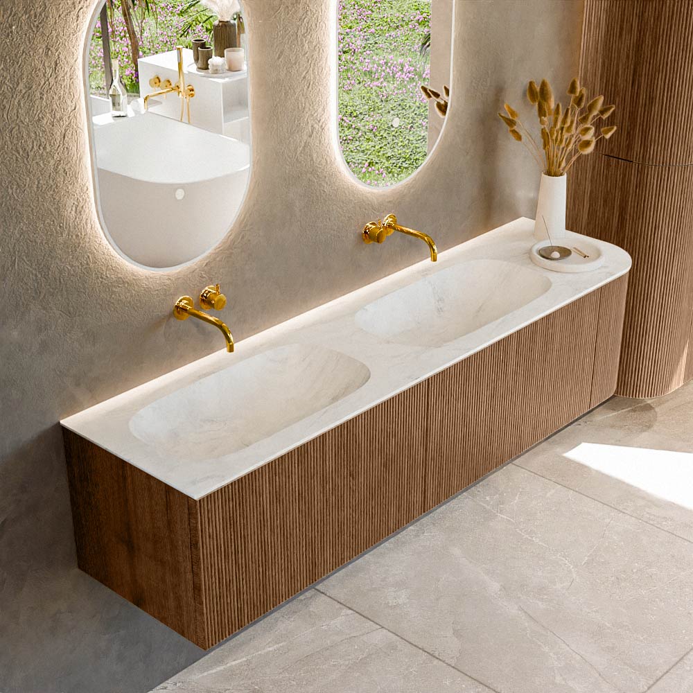 MONDIAZ KURVE-DLUX 175cm mueble de baño curva Derecha color Walnut con 2 cajones y 1 puerta. Lavabo STOR SMALL Doble / Izquierda sin orificio Opalo. 1 MONDIAZ KURVE-DLUX 175cm mueble de baño curva Derecha color Walnut con 2 cajones y 1 puerta. Lavabo STOR SMALL Doble / Izquierda sin orificio Opalo.