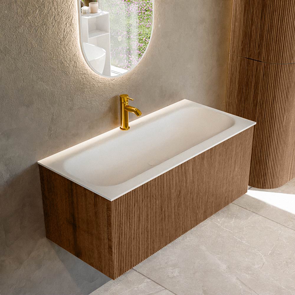 MONDIAZ KURVE 100cm mueble de baño color Walnut con 1 cajón y sin puerta. Lavabo BIG MEDIUM Centro 1 orificio Talc. 1 MONDIAZ KURVE 100cm mueble de baño color Walnut con 1 cajón y sin puerta. Lavabo BIG MEDIUM Centro 1 orificio Talc.
