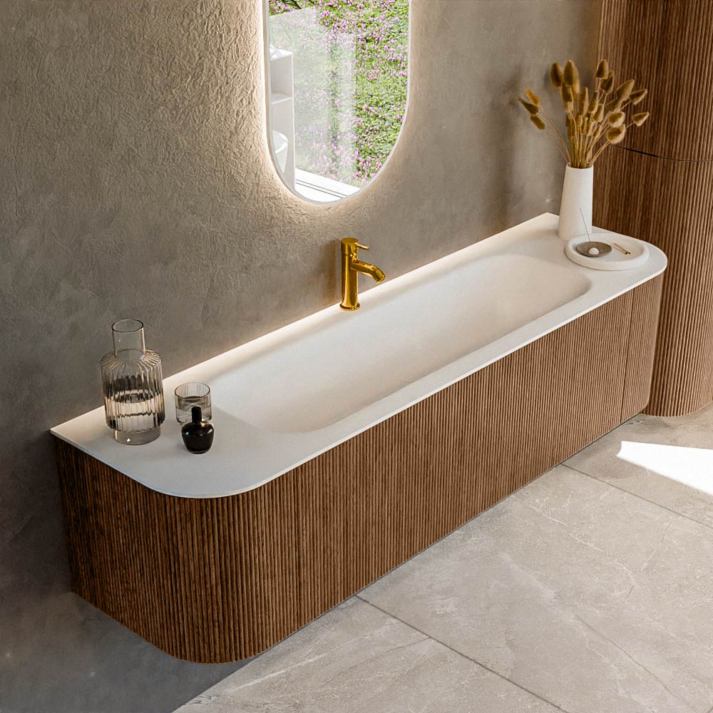 MONDIAZ KURVE 170cm mueble de baño curva Izquierda + Derecha color Walnut con 1 cajón y 2 puertas. Lavabo BIG LARGE Centro 1 orificio Talc. 1 MONDIAZ KURVE 170cm mueble de baño curva Izquierda + Derecha color Walnut con 1 cajón y 2 puertas. Lavabo BIG LARGE Centro 1 orificio Talc.