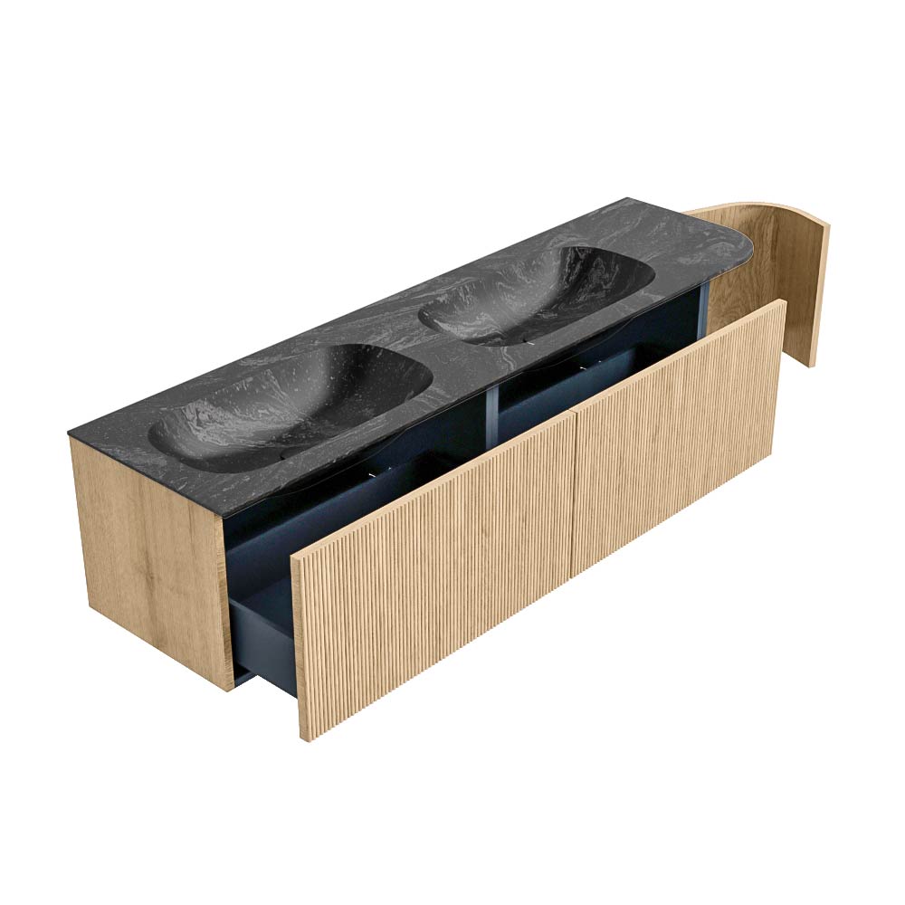 MONDIAZ KURVE-DLUX 175cm mueble de baño curva Derecha color Oak con 2 cajones y 1 puerta. Lavabo STOR SMALL Doble / Izquierda 2 orificios Lava. 6 MONDIAZ KURVE-DLUX 175cm mueble de baño curva Derecha color Oak con 2 cajones y 1 puerta. Lavabo STOR SMALL Doble / Izquierda 2 orificios Lava. - Imagen 6