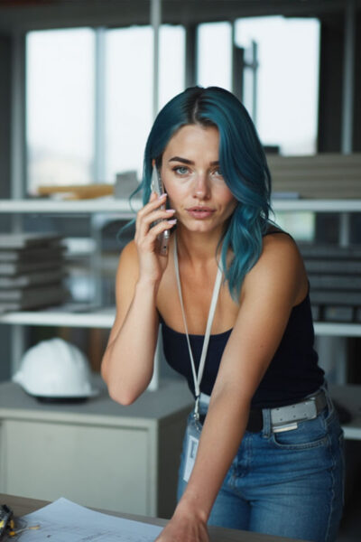 Profesional creativa con tablet en oficina moderna