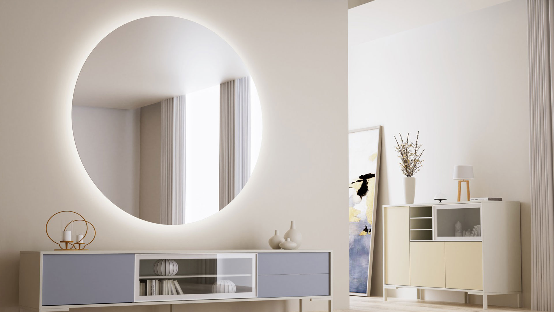 Espejo redondo con luz LED integrada