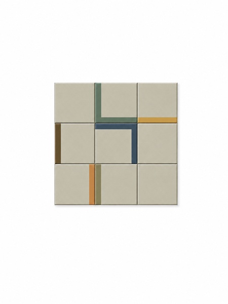 Pavimento Porcelánico Kekana 30x30 cm Efecto Hidráulico Mate (0.990 m2/cj) 2 Azulejo Kekana 30x30 cm G.308 con diseño geométrico minimalista en tonos crema, verde, azul, mostaza y marrón