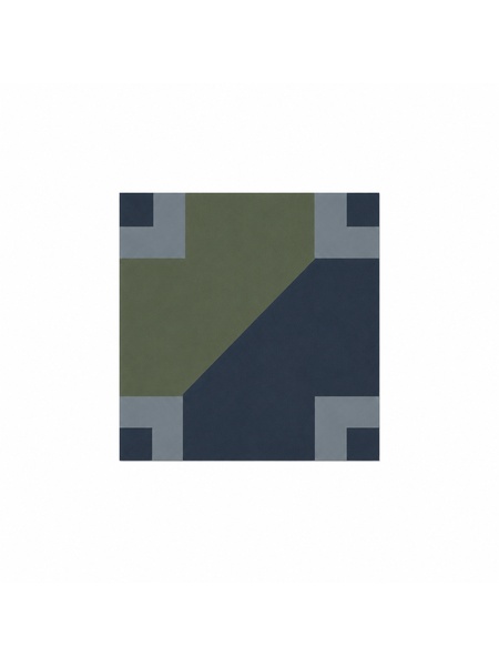 Azulejo Kiana 20x20 cm G.156 con diseño geométrico en tonos azul oscuro, azul claro y verde