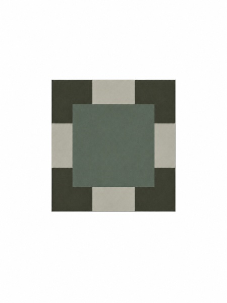 Azulejo Mele 20x20 cm G.156 con diseño geométrico en tonos verde oscuro, verde salvia y crema