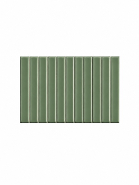 Revestimiento Waikiki Verde-B Brillo 23x33,5 cm pasta blanca (1 m2/cj) 2 Azulejo Waikiki Verde-B Surf 23x33,5 con relieve lineal y acabado brillo verde suave