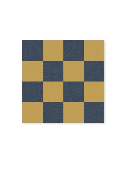Azulejo Kalia Ocre Azul 20x20 cm con diseño damero en tonos azul petróleo y ocre para revestimientos y pavimentos decorativos