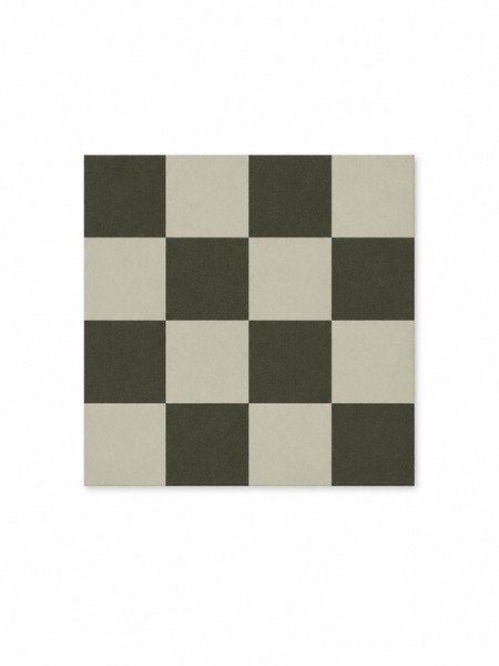 Azulejo Gres Porcelánico Makai Negro 20x20 cm Efecto Hidráulico (1 m2/cj) 2 Azulejo Makai Negro 20x20 cm con diseño damero en tonos negro antracita y marfil para revestimientos y suelos decorativos