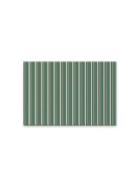 Revestimiento Waikiki Turquesa-B Brillo 23x33,5 cm pasta blanca (1 m2/cj) 2 Azulejo porcelánico verde acanalado rectangular con acabado brillo para revestimiento de paredes interiores.