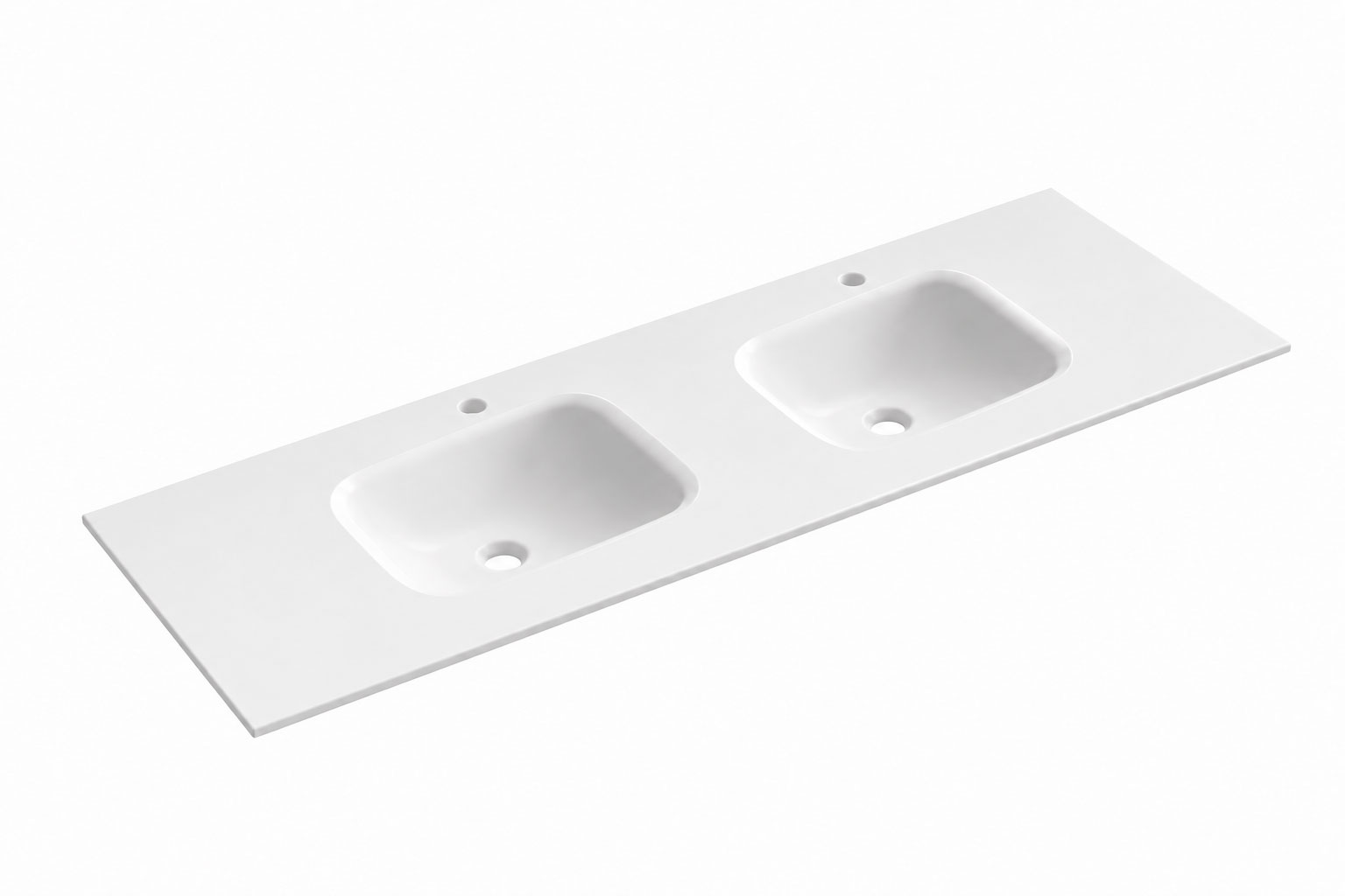 Encimera de Solid Surface Asuán blanca de doble seno de 120 cm