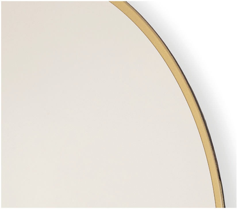 Espejo de baño Ares Marco dorado 90x90 cm Doble TOUCH para luz bi-led (3 tonos de luz en el mismo espejo) y antivaho. 1 Detalle del canto dorado del espejo de bano Ares
