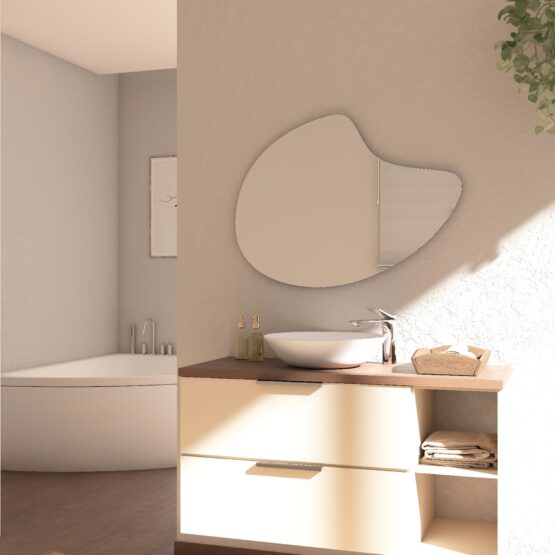 Espejo de baño Wild NOL 80x60 cm de forma organica sin luz sobre lavabo