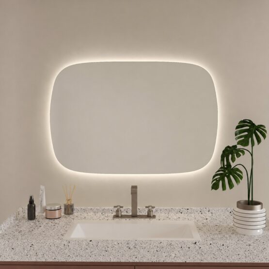 Espejo de bano Wine horizontal 100x80 cm con luz LED ambiental