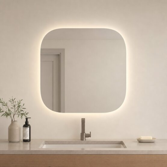 Espejo de bano Wine cuadrado 80x80 cm con luz LED ambiental