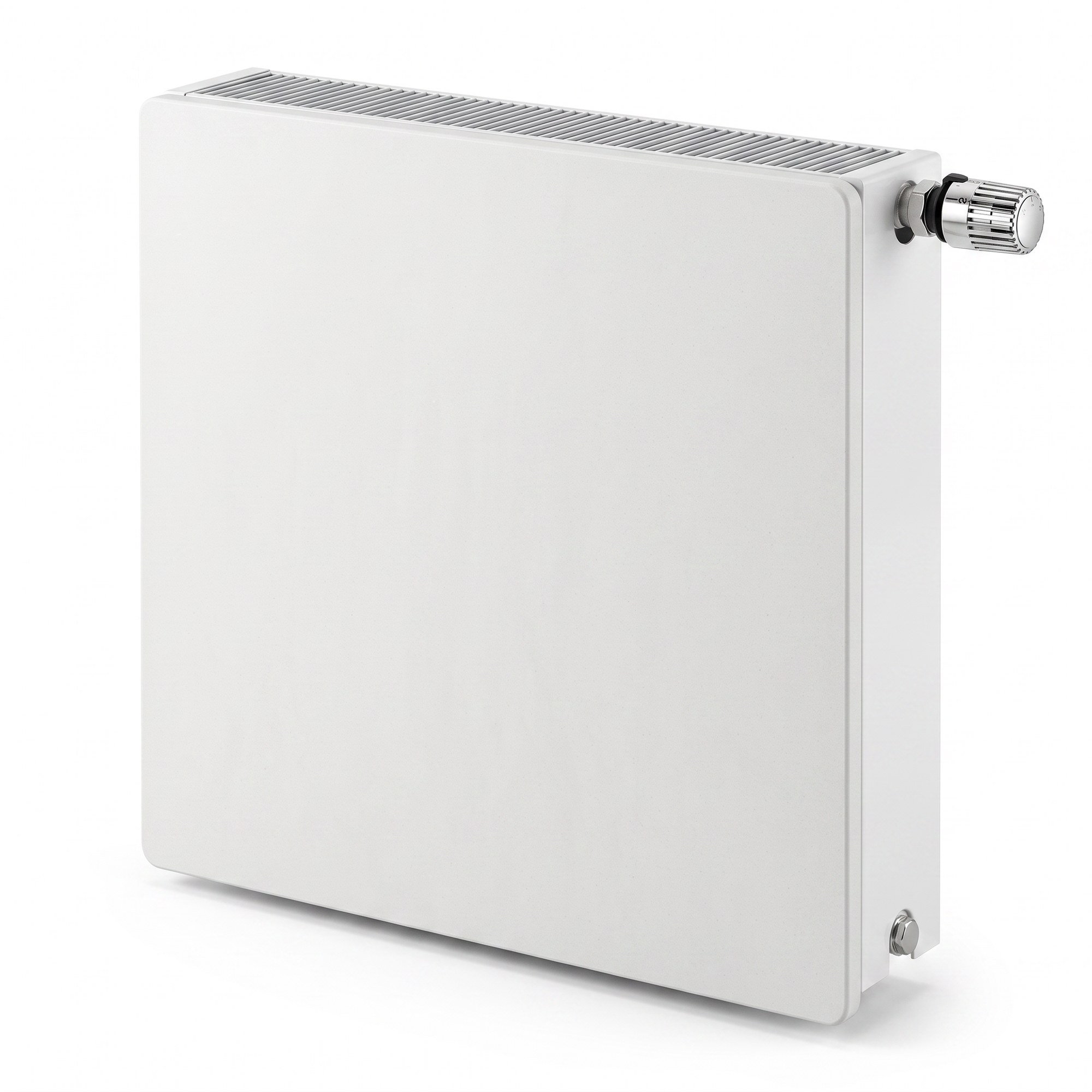 Radiador agua Silicium DK11 H2O 500 w 50x50x8 cm tecnología Dual kherr 2 Radiador de agua Silicium H2O cuadrado de 50x50 cm con acabado Blanco Quartz, sobre fondo blanco