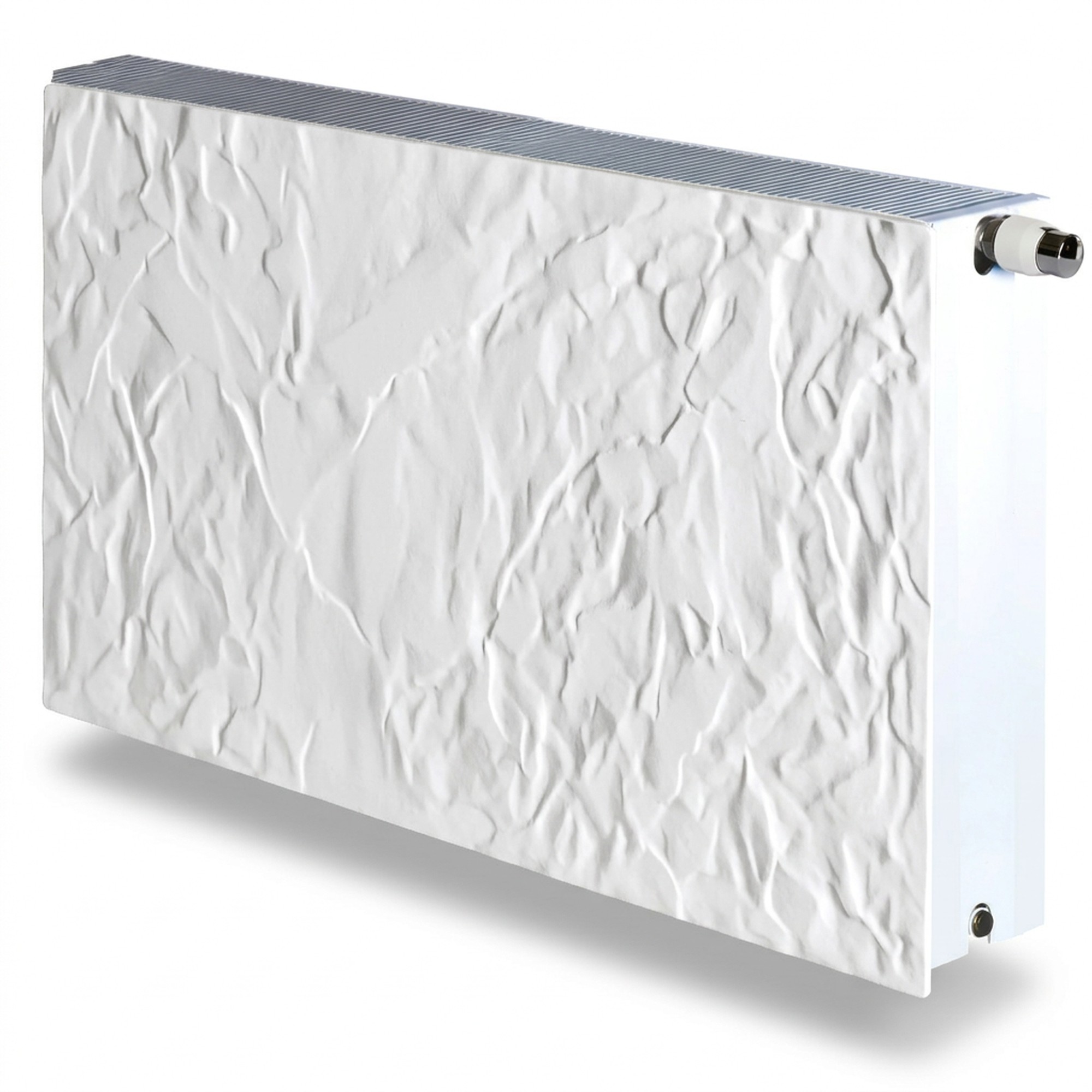 Radiador agua Silicium horizontal DK22 H2O 1800 w 100x50x12,5 cm tecnología Dual Kherr 4 Radiador de agua Silicium H2O horizontal de 100x50 cm con acabado de piedra pizarra nieve, sobre fondo blanco