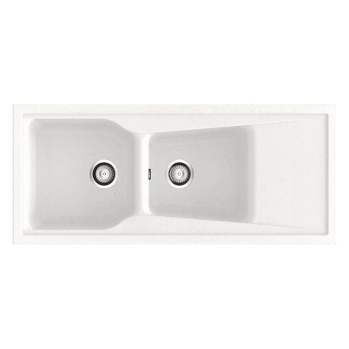 Fregadero de granito City 323 2 cubetas con escurridor Hekla pizarra sobre encimera Poalgi 1170x505x200mm