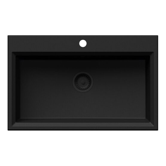 Fregadero de cuarzo Grande de Andemen en color negro, 790 x 500 mm