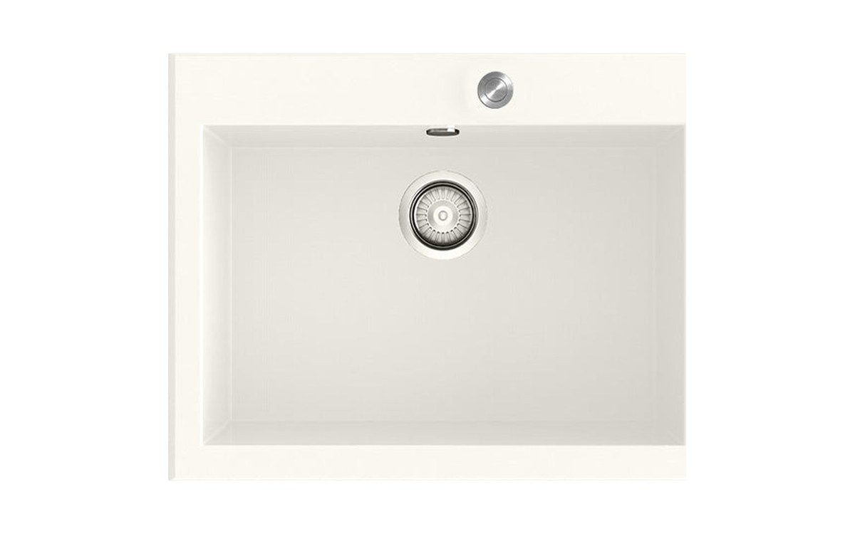 Fregadero Shira 502 de Poalgi en blanco, cubeta honda de 22 cm de fondo