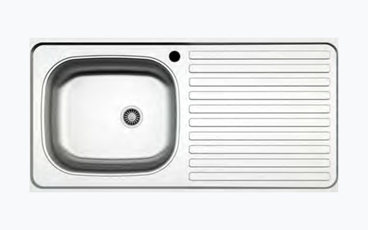 Fregadero de acero inoxidable Monza 1050 de un metro con escurridor para mueble de 50