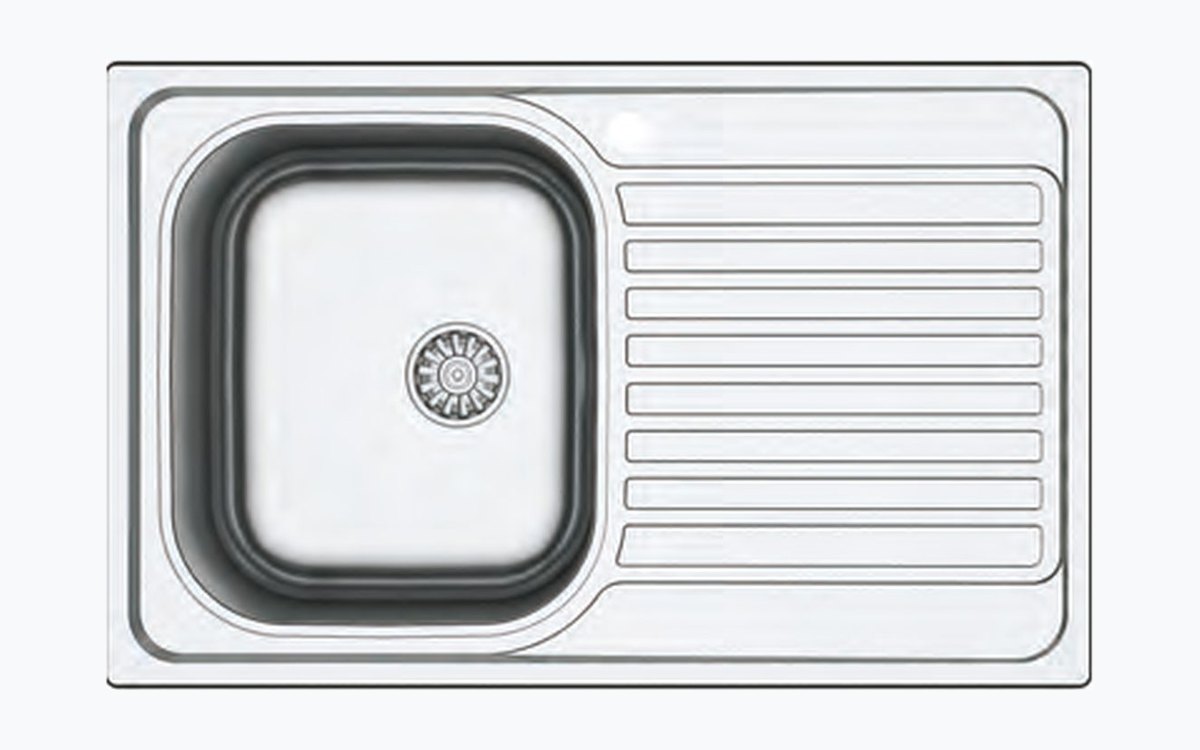 Fregadero de acero inoxidable Genova 790 de una cubeta con escurridor para mueble de 60