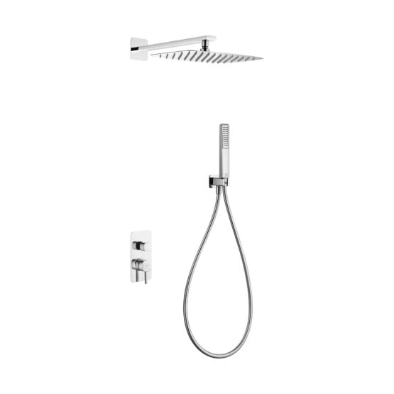 Conjunto de ducha monomando empotrado Toscana con rociador y mango en acabado cromo
